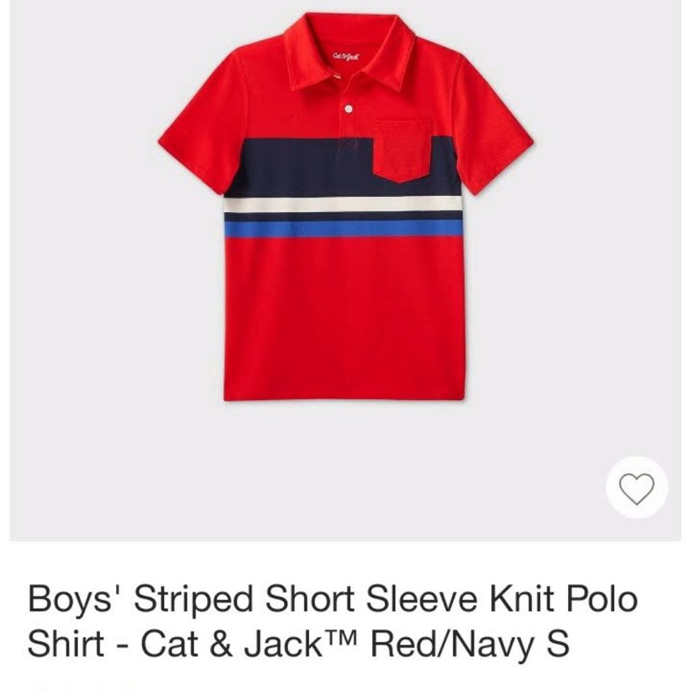Boys' Striped Short Sleeve Knit Polo Shirt- S